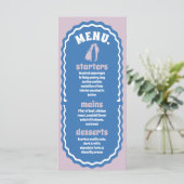 Modernes Minimal Blue & Lila Retro Wavy Arch Menu Menükarte (Stehend Vorderseite)