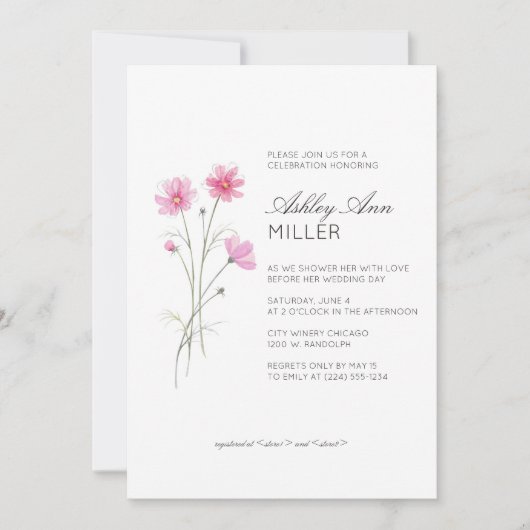 Modernes Minimal-Blumen-Detail-Hochzeitsszenario-B Einladung