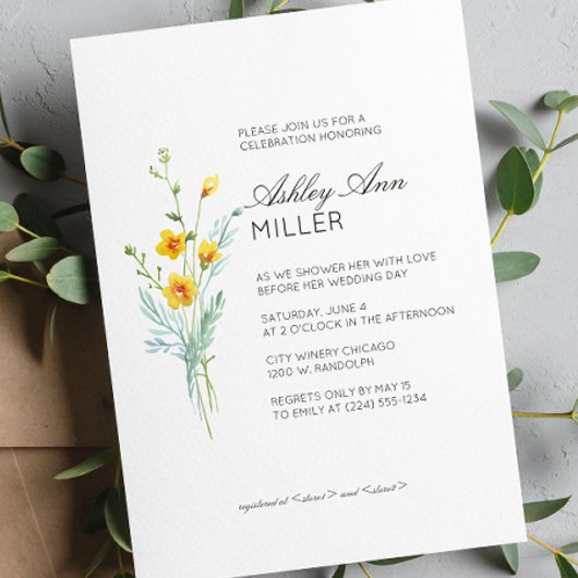 Modernes Minimal-Blumen-Detail-Hochzeitsszenario-B Einladung