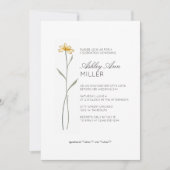 Modernes Minimal-Blumen-Detail-Hochzeitsszenario-B Einladung (Vorderseite)