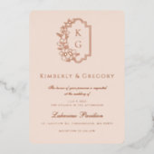 Modernes Minimal | Blush Rose Gold Wedding Folieneinladung (Vorderseite)