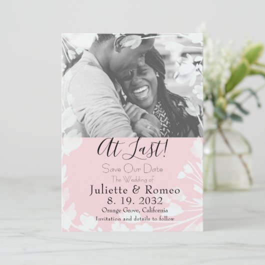Modernes Minimal Blush Velum Foto Save The Date (Stehend Vorderseite)