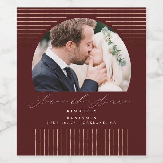 Modernes Minimal Bohemisches Save the Date Foto We Weinetikett (Einzelnes Label)