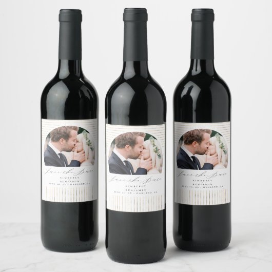 Modernes Minimal Bohemisches Save the Date Foto Weinetikett (Flaschen)