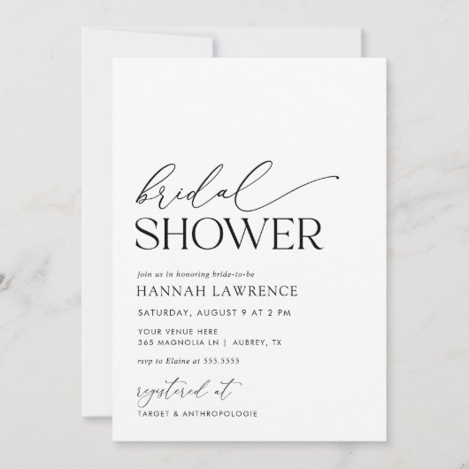 Modernes Minimal-Boho-Brautparty Einladung (Vorderseite)