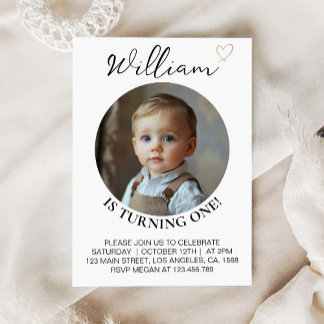 Modernes Minimal Boho Geburtstags-Foto Einladung