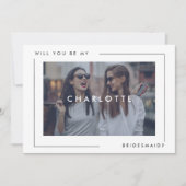 Modernes Minimal Bridesmaid-Foto Ankündigung (Vorderseite)
