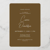 Modernes Minimal Brown Foto Fortieth Birthday Folieneinladung (Rückseite)