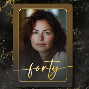 Modernes Minimal Brown Foto Fortieth Birthday Folieneinladung