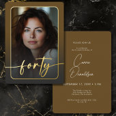 Modernes Minimal Brown Foto Fortieth Birthday Folieneinladung