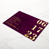 Modernes Minimal Burgundy Gold Foto Save the Date Folieneinladung (Gedreht)