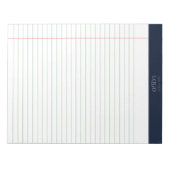 Modernes Minimal-Business-Logo Navy Blue Wide Rule Notizblock (Vorderseite)
