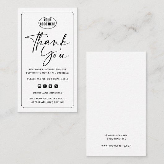 Modernes Minimal Business Vielen Dank für die Best Visitenkarte (Vorne/Hinten)