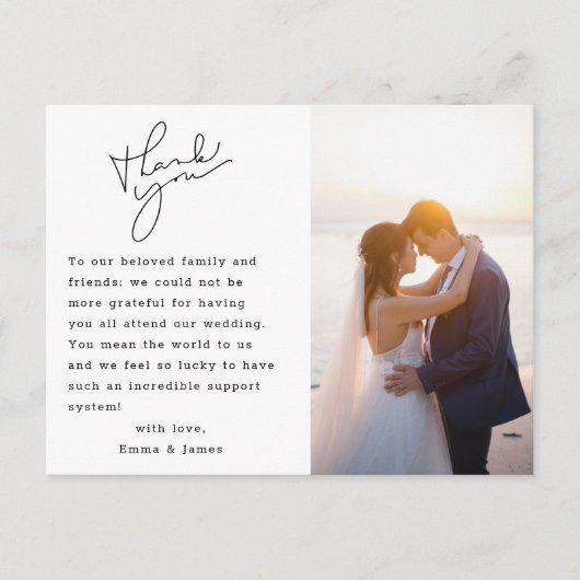 Modernes Minimal Calligraphy Wedding Foto Vielen D Postkarte (Vorderseite)