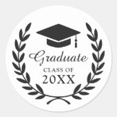 Modernes Minimal Class Jahr Laurel Wreath Grad Par Runder Aufkleber (Vorderseite)
