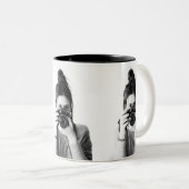 Modernes Minimal Clean 3 Foto Foto Zweifarbige Tasse (VorderseiteRechts)