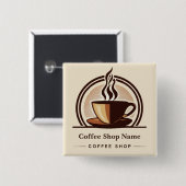 Modernes Minimal Coffee Shop beruflich Button (Vorne & Hinten)