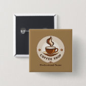 Modernes Minimal Coffee Shop beruflich Button (Vorne & Hinten)