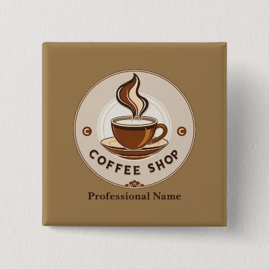 Modernes Minimal Coffee Shop beruflich Button (Vorderseite)