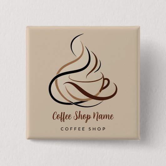 Modernes Minimal Coffee Shop beruflich Button (Vorderseite)