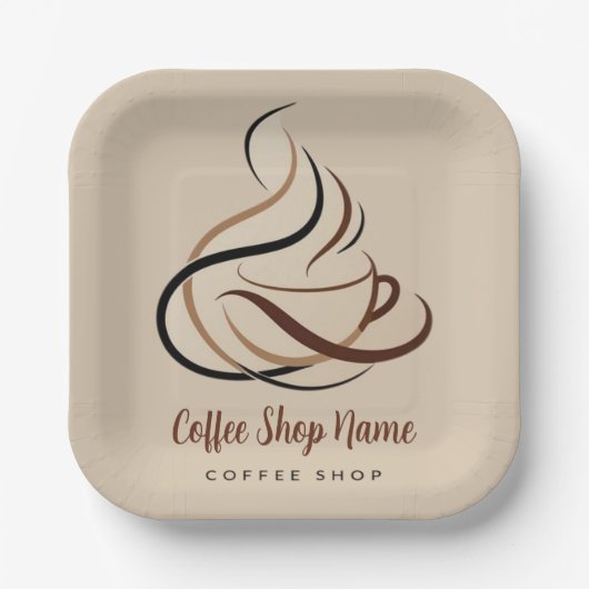 Modernes Minimal Coffee Shop beruflich Pappteller (Vorderseite)