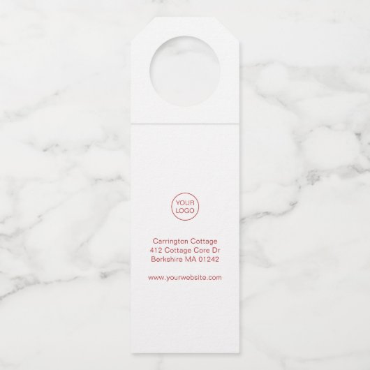 Modernes Minimal Corporate Weihnachtsgeschenk. Flaschenanhänger (Rückseite)