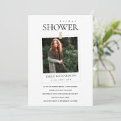 MODERNES MINIMAL-CUSTOM-FOTO-BRAUTPARTY INVITE DANKESKARTE (Stehend Vorderseite)