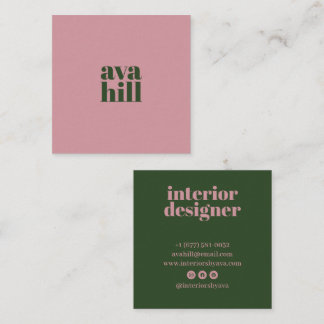 Modernes Minimal Dark Pink Grün Professionelles Lo Quadratische Visitenkarte