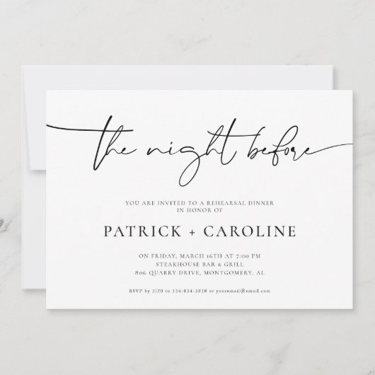 Modernes Minimal | Das Abendessen vor der Probe Einladung (Vorderseite)