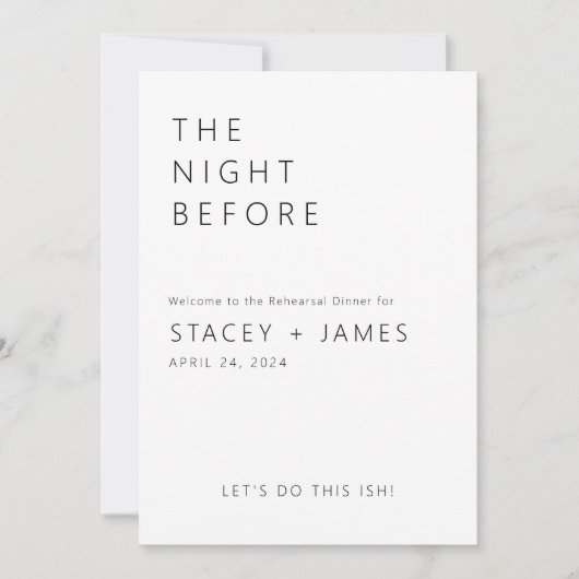 Modernes Minimal | Das Abendessen vor der Probe Einladung (Vorderseite)