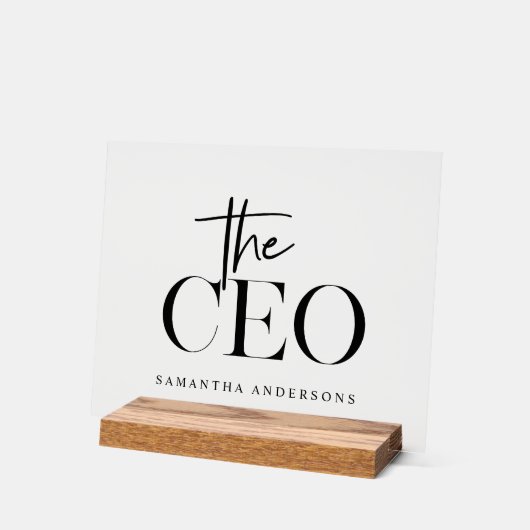 Modernes Minimal Der CEO Black Acrylschild (Winkel)