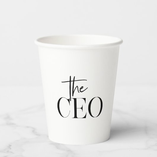 Modernes Minimal Der CEO Black Pappbecher (Rückseite)