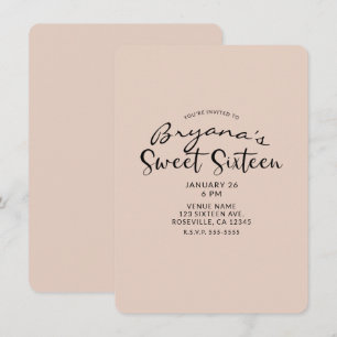 Modernes Minimal der Farbe Sweet 16 16 Party Einladung