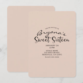 Modernes Minimal der Farbe Sweet 16 16 Party Einladung