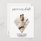 Modernes Minimal-Diamant-Foto-Hochzeit rettet das  Ankündigungspostkarte (Vorne/Hinten)