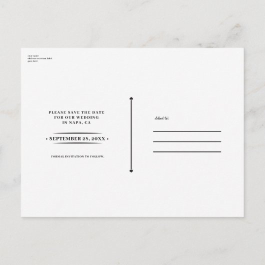 Modernes Minimal-Diamant-Foto-Hochzeit rettet das  Ankündigungspostkarte (Rückseite)