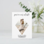 Modernes Minimal-Diamant-Foto-Hochzeit rettet das Ankündigungspostkarte (Stehend Vorderseite)