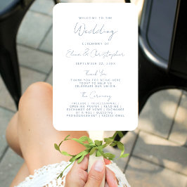 Modernes Minimal Dusty Blue Script Wedding Program Fächer