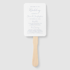 Modernes Minimal Dusty Blue Script Wedding Program Fächer
