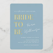 Modernes Minimal | Dusty Blue und Gold Brautparty Folieneinladung (Vorderseite)