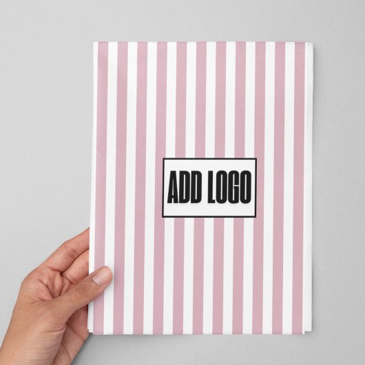 Modernes Minimal Dusty Pink Stripes Business-Logo Geschenkpapier Set