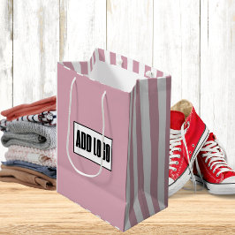 Modernes Minimal Dusty Pink Stripes Business-Logo Mittlere Geschenktüte