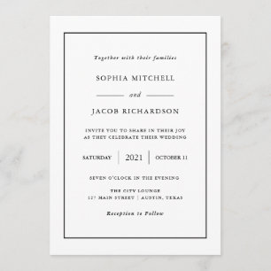 Modernes Minimal   Editable Color Border Wedding Einladung