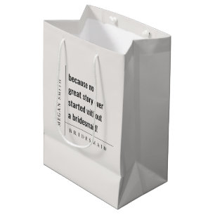 Modernes Minimal einfach kühne klasse Bridesmaid G Mittlere Geschenktüte