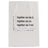 Modernes Minimal einfach zusammen Bridesmaid Gesch Mittlere Geschenktüte (Vorderseite)