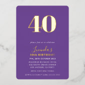 MODERNES MINIMAL einfaches 30. Party lila Folieneinladung (Vorderseite)