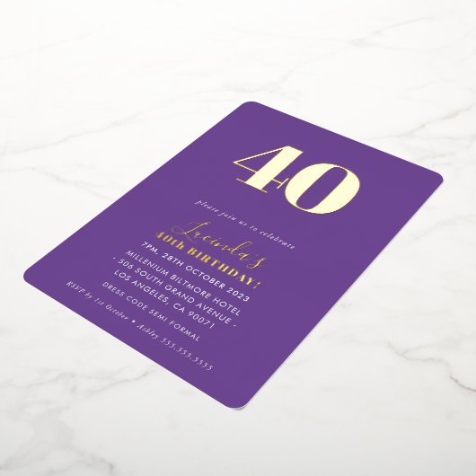 MODERNES MINIMAL einfaches 30. Party lila Folieneinladung (Gedreht)