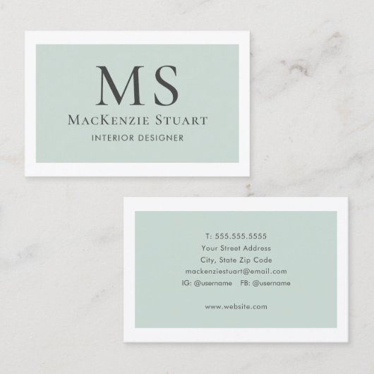 Modernes Minimal einfaches Berufliches Monogramm Visitenkarte (Vorne/Hinten)