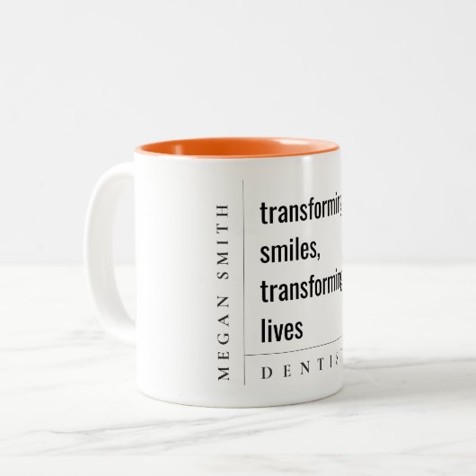 Modernes Minimal einfaches, feines Lächeln Zahnsto Zweifarbige Tasse (Vorderseite Links)