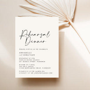 Modernes Minimal einfaches Hochzeitessen Probe Din Einladung